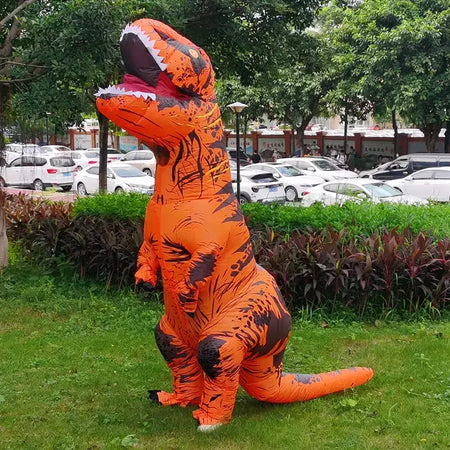 Adulto crianças trajes de dinossauro inflável terno vestido anime festa cosplay carnaval purim traje de halloween para homem mulher
