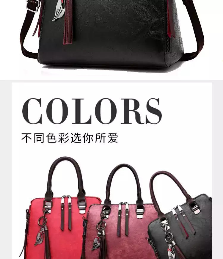 Bolsa de Ombro de Couro Retro para Mulheres, Bolsa Crossbody Messenger, Grande Capacidade, Bolsa Feminina, Designer de Luxo, Alta Qualidade
