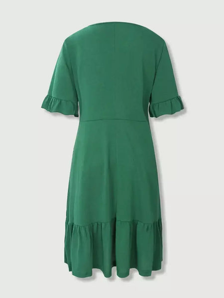 2025 verão novos vestidos femininos moda casual com decote em v cor sólida botão chiffon cintura espartilho magro casual camisa feminina vestidos