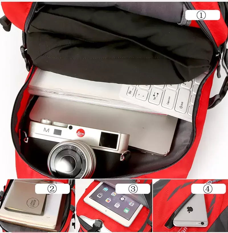Nova mochila de viagem unissex, feminina e masculina, caminhadas ao ar livre, montanhismo, grande capacidade, leve, ciclismo, acampamento