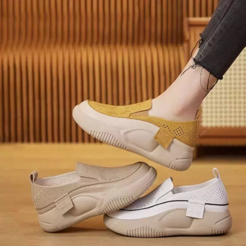 Mulheres sapatos de plataforma casual deslizamento em sapatos moda mocassins senhoras tênis chaussure sola macia femme mocassins mulher d254
