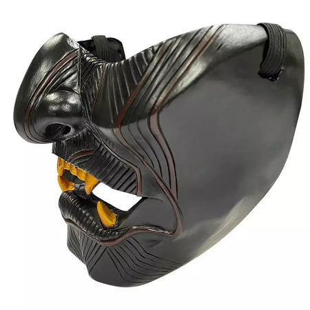 Fantasma de tsushima máscara jin sakai cosplay meia face samurai guerreiro rosto prop halloween hannya máscara decoração festa prop resina