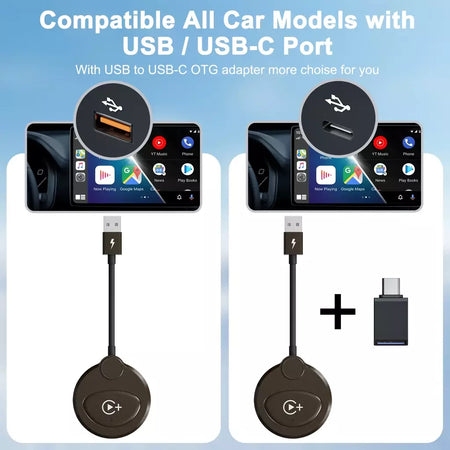 Adaptador sem fio Carplay com Youtube/Netflix/Tiktok, dongle USB Carplay sem fio para Carplay com fio de fábrica para Wireless