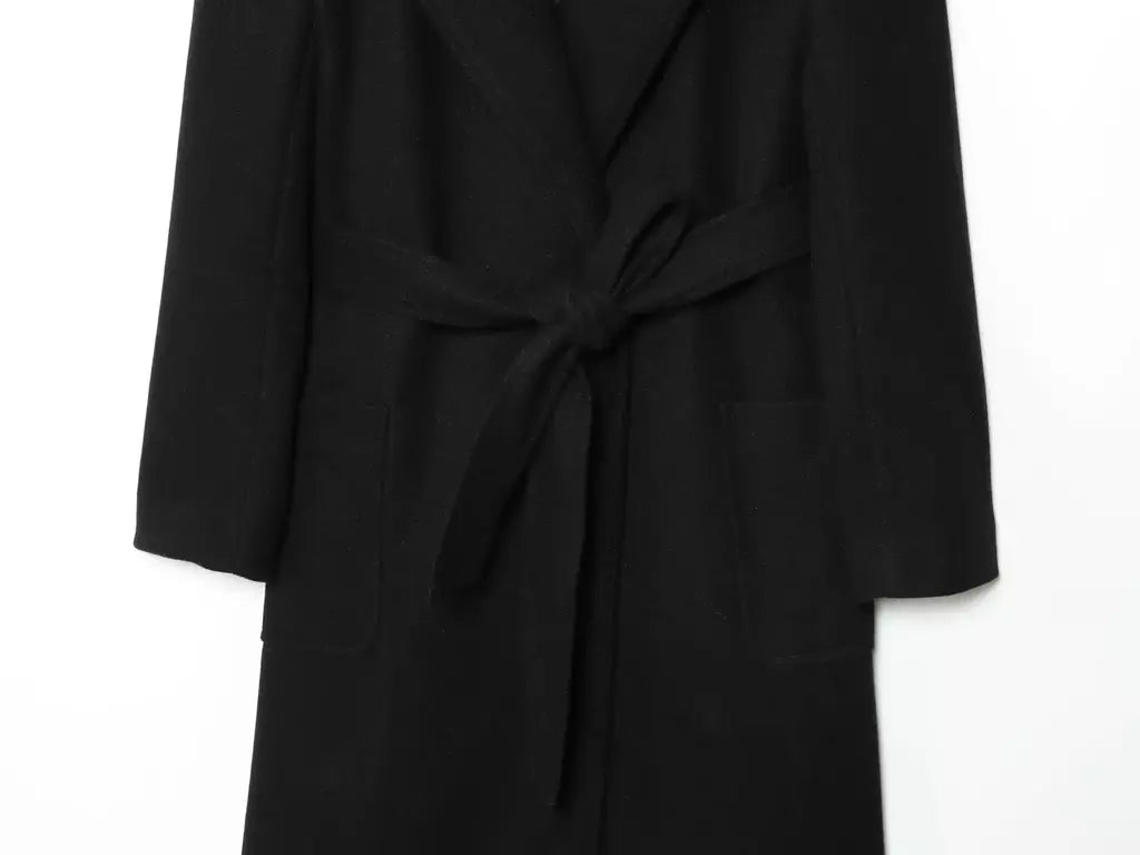 Tidalyf 2025 casaco longo feminino de mistura de lã, gola virada para baixo, cintura com cinto, manga comprida, comprimento da panturrilha, jaqueta com bolsos para o outono