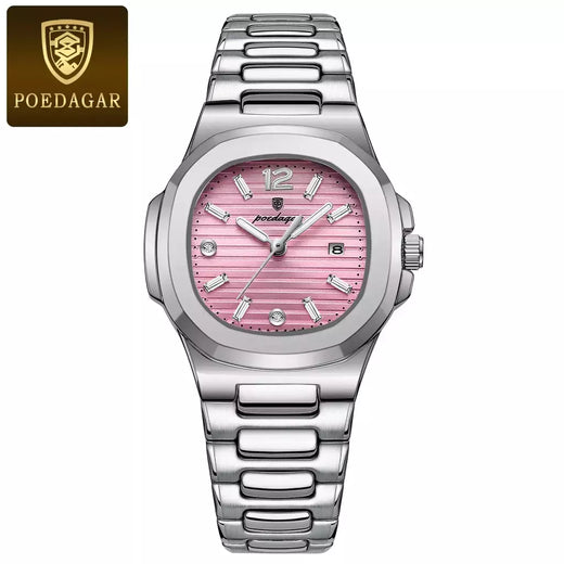 POEDAGAR-Relógio Quartzo Quadrado Feminino com Caixa, Relógios Femininos, Impermeável, Data, Feminino, Relógio, Luxo, Vestido