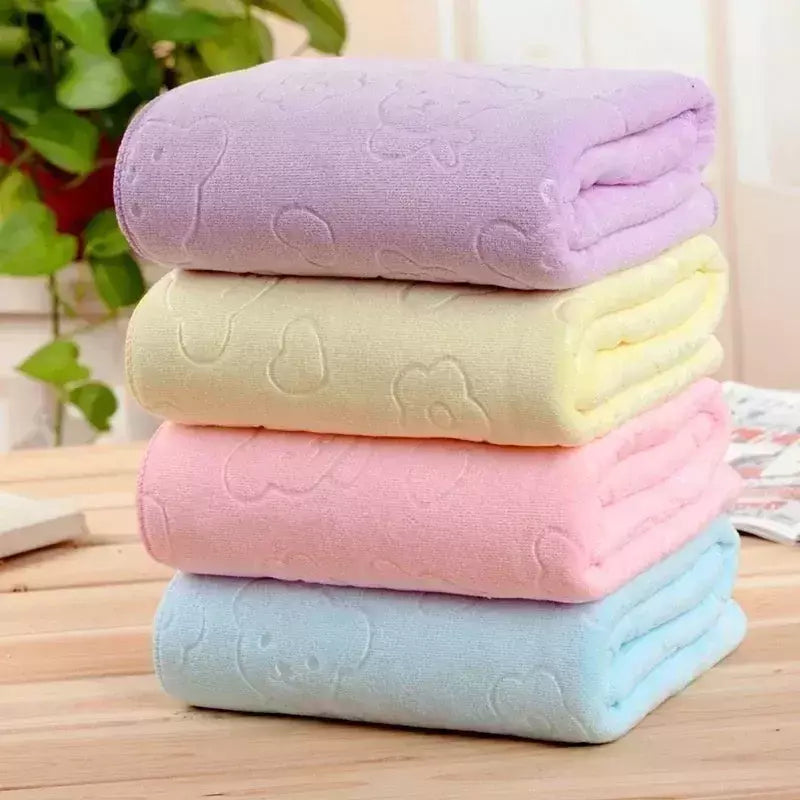 Toalha gravada do banho do urso de Microfiber, absorvente engrossado, macio, fontes do agregado familiar, 70*140