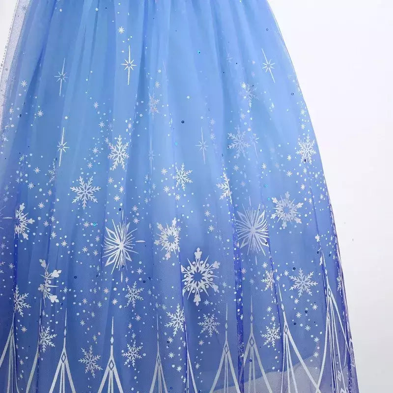 Crianças elsa traje menina aniversário malha vestido de princesa crianças cosplay neve rainha desempenho fantasia noite roupas de halloween