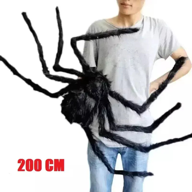 Halloween grande aranha de pelúcia horror decoração de halloween festa prop ao ar livre aranha gigante decoração 30-200cm câmara brincadeira aranha preta