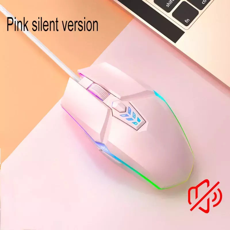Profissional Ergonômico Com Fio Gaming Mouse, USB, 1600 DPI, 6 Botões, Silencioso, Backlit, Gamer, Computador, PC, Laptop