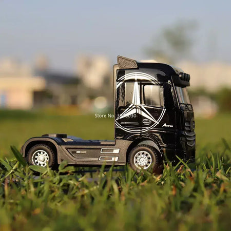 1:50 caminhão contêiner carros de brinquedo modelo fundido pneus de borracha veículo puxar para trás luz música carro em miniatura meninos presentes do festival