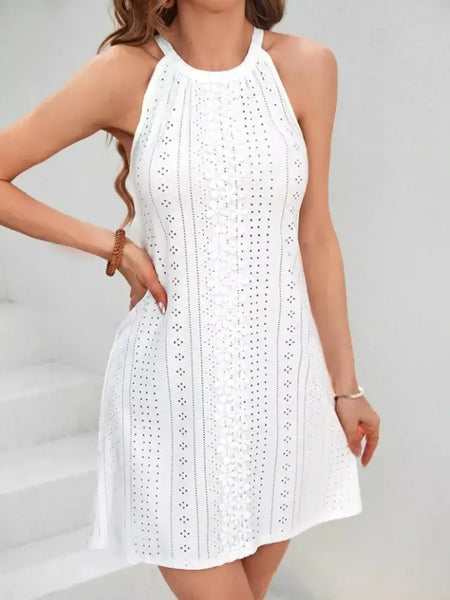 Senhoras primavera verão renda emenda em torno do pescoço pendurado vestido elegante estilo feminino casual conforto ajuste