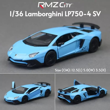 1/36 lamborghini super esporte modelo de carro de brinquedo para crianças rmz city diecast metal miniatura puxar para trás coleção presente criança meninos