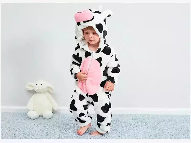 Macacão de flanela para bebés, Macacão Kigurumi, Macaco, Unicórnio, Vaca, Leão, Animal Cosplay, Pijama para 1 a 4 anos Crianças, Meninos, Inverno