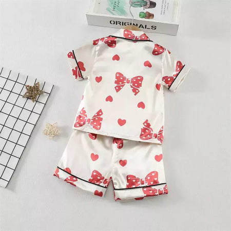 Baby Girls' Sleepwear Suit, Pijama infantil, Roupas infantis, Toddler Casual Costume, Roupas de verão, Camisa infantil, Shorts, Novo, 2Pcs Set