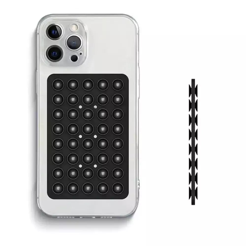 Capa de telefone com ventosa de silicone dupla face, suporte removível para selfies e vídeos mãos-livres, basta usar para vidro liso