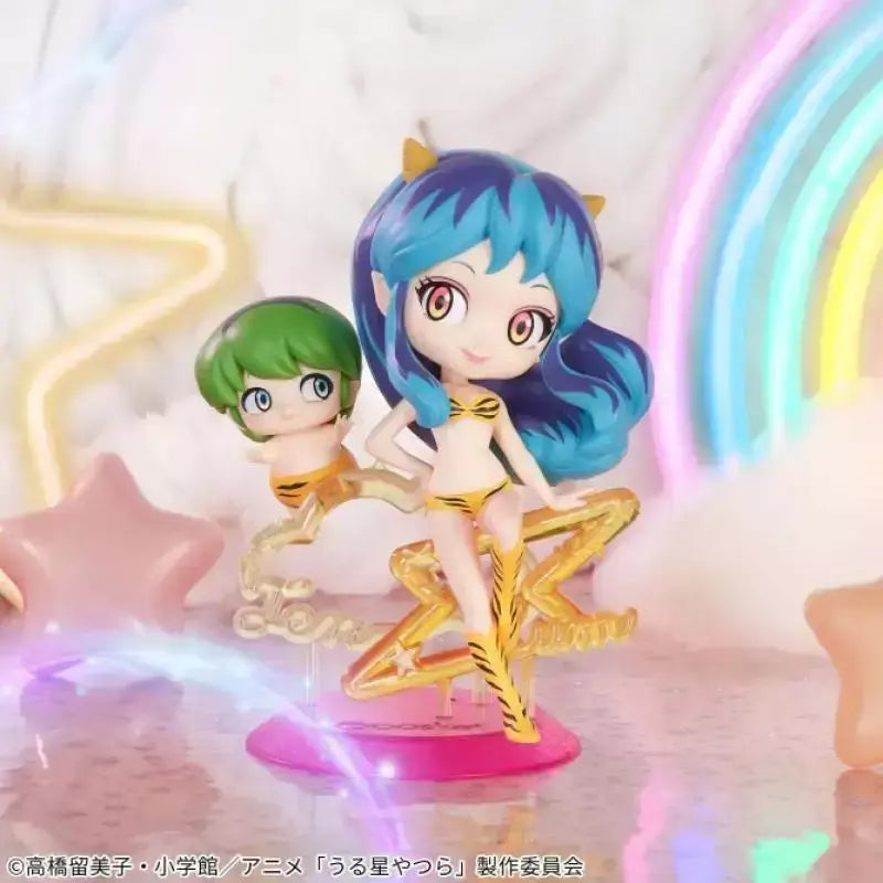 Em estoque Bandai Original Urusei Yatsura ver. -Q posket juntos-LUM & TEN Anime Figuras Modelo Cerca 14/6 cm Coleções Modelo brinquedos