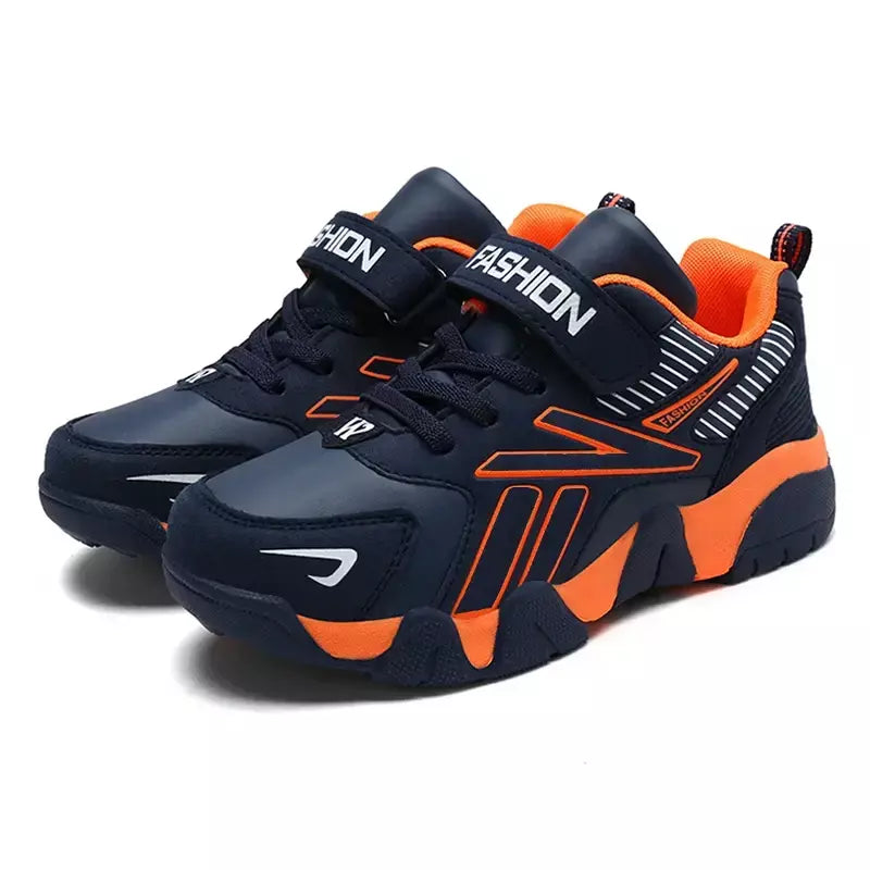 Quatro estações de couro crianças sapatos antiderrapantes ao ar livre tênis caminhada casual meninos esporte tênis tamanho 28-39