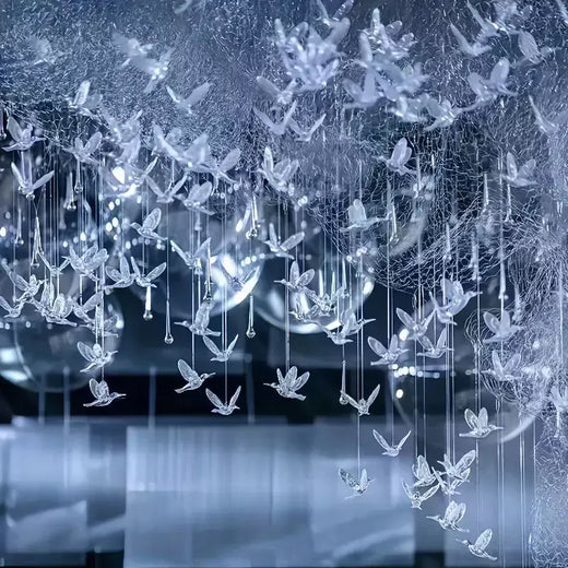 10 pçs teto acrílico cristal beija-flor enforcamentos transparente cristal voando pássaro ornamentos porta cortina hotel decoração de casamento