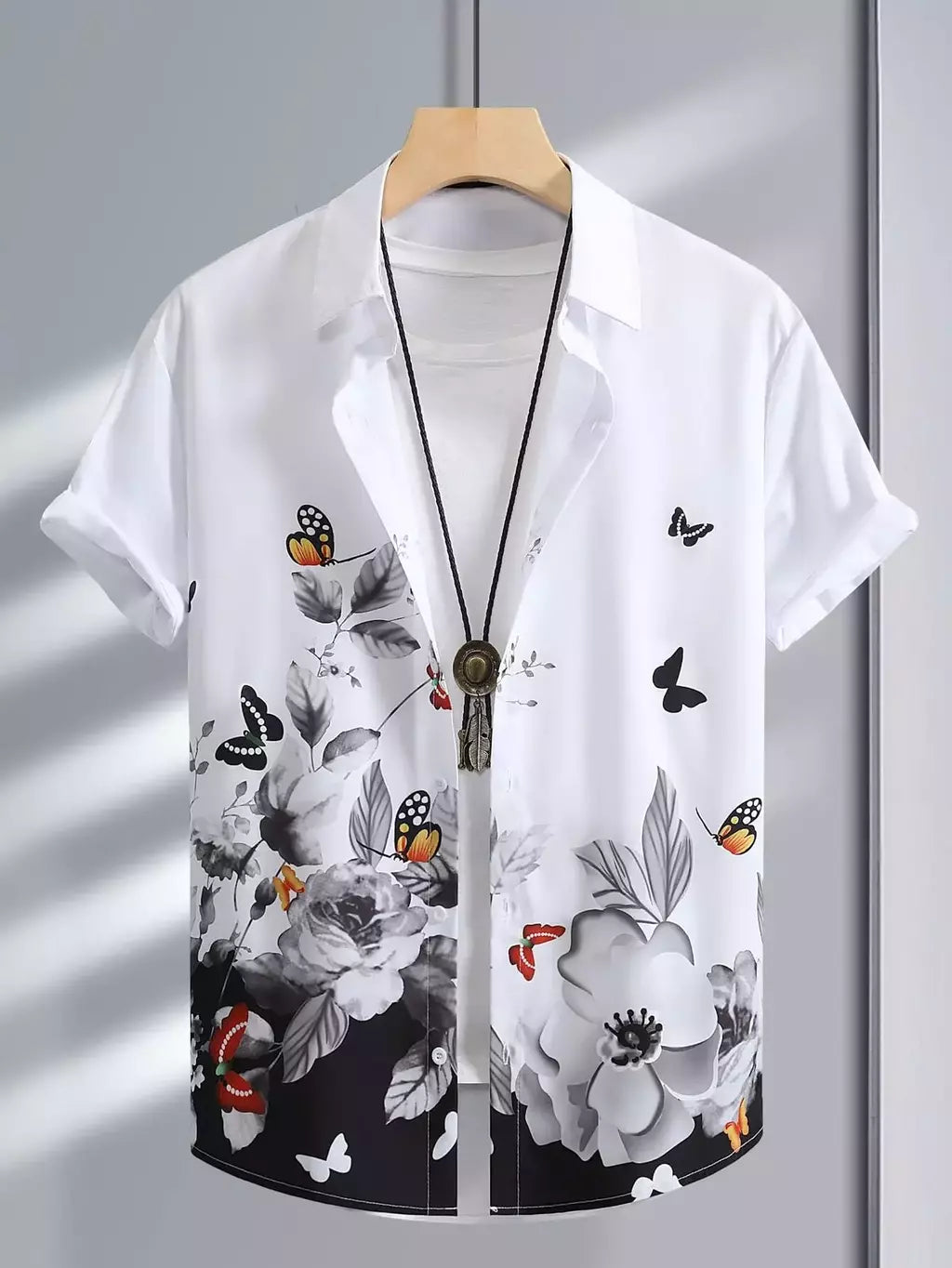 Camisa de lapela masculina de manga curta, estilo havaiano, padrão tropical de coqueiro, tops grandes, férias de verão