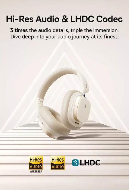Baseus bowie h1s fones de ouvido sem fio bluetooth 5.4 cancelamento de ruído 46db sobre a orelha fone de ouvido de áudio espacial de alta resolução 120h tempo