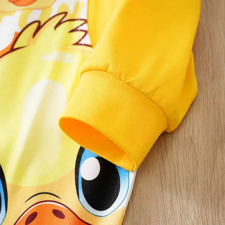 Bebê meninos meninas dos desenhos animados pato amarelo outono manga longa macacão infantil da criança recém-nascido 0-18 meses quente macio aconchegante