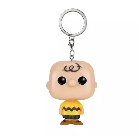 Funko pop novo chaveiro brinquedo amendoim charlie marrom snoopy brinquedo figuras bolso pop chaveiro bonito pingentes colecionáveis modelo brinquedos