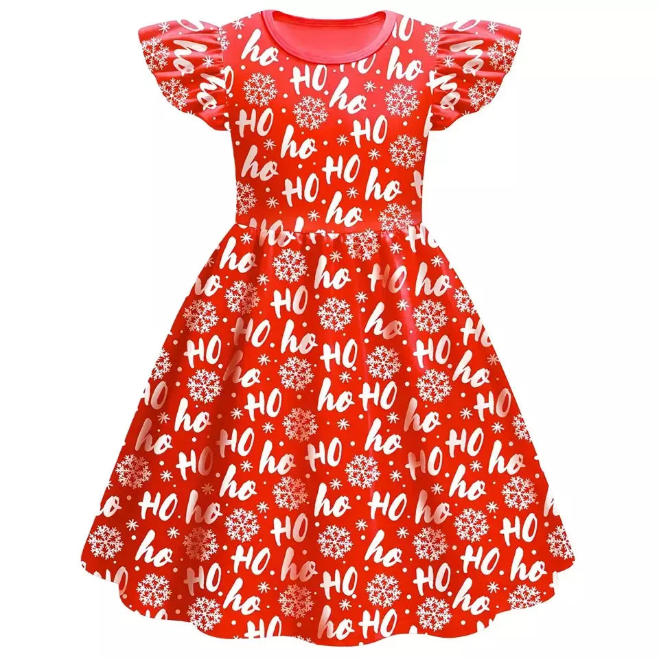Novo natal meninas vestido carta papai noel impressão carnaval festa crianças roupas de natal masquerade desempenho roupas infantis