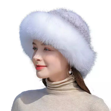 Chapéu de pele de vison genuíno para mulheres Boné de malha natural Gorros luxuosos Headwear de malha artesanal Pele de raposa real, moda inverno quente, nova
