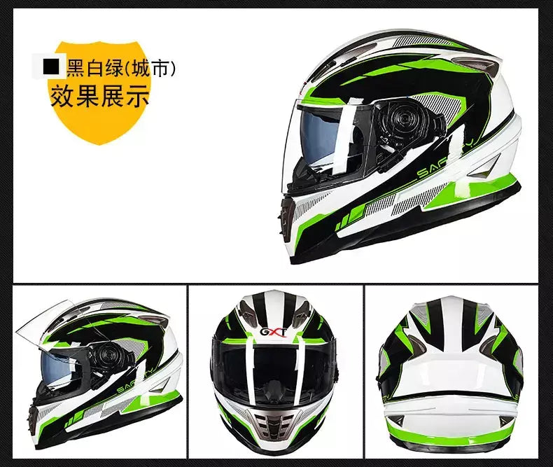 Gxt palhaço rosto cheio capacete da motocicleta lente solar interna motocross casco moto leve segurança bicicleta de rua equitação rápida casque moto