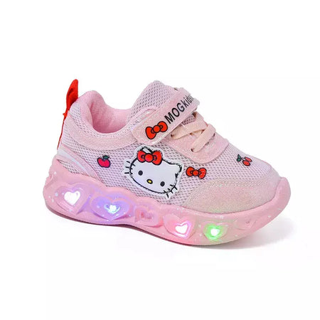 Sanrio led crianças sapatos para meninas bonito dos desenhos animados olá kitty sapatos de verão menina kawaii sapatos de fundo macio tênis casuais
