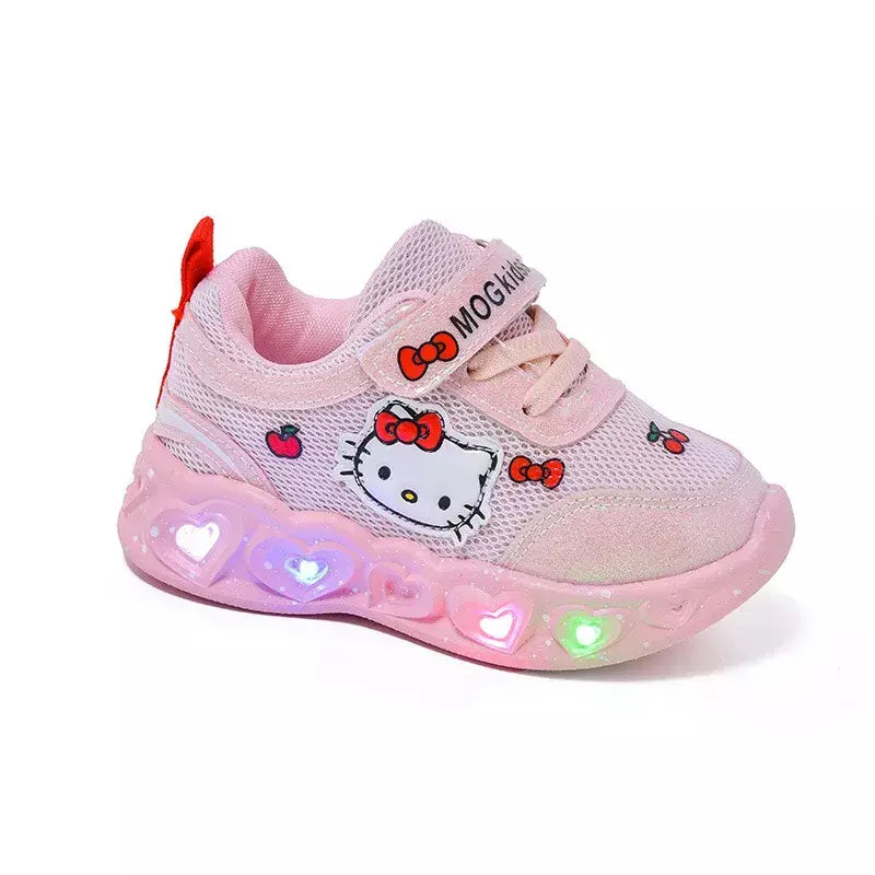 Sanrio led crianças sapatos para meninas bonito dos desenhos animados olá kitty sapatos de verão menina kawaii sapatos de fundo macio tênis casuais
