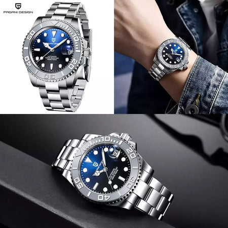 Pagani design esportes masculino relógio de pulso mecânico safira luxo relógio automático para homem aço inoxidável à prova dwaterproof água