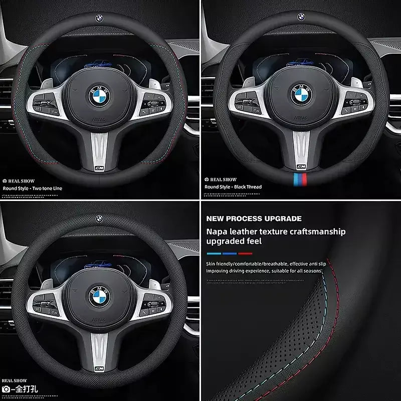 Para bmw m capa de volante do carro g20 f11 e87 f30 f10 x3 g01 x5 f40 f16 m3 x1 x7 1 3 5 7 série couro antiderrapante acessórios