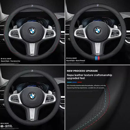 Para bmw m capa de volante do carro g20 f11 e87 f30 f10 x3 g01 x5 f40 f16 m3 x1 x7 1 3 5 7 série couro antiderrapante acessórios