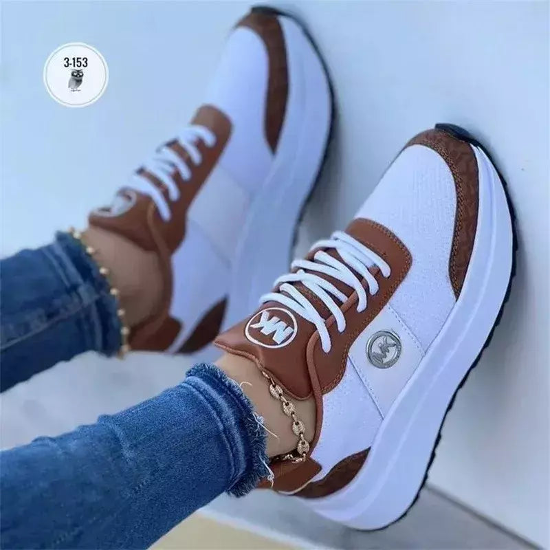Calçados esportivos casuais para mulheres, tamanho grande, sola grossa, tênis respirável, aumentar a altura, tênis brancos
