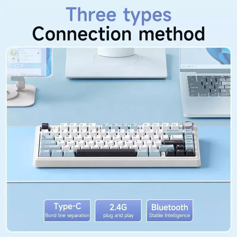 AULA F75 2.4G Teclado mecânico para jogos sem fio/Bluetooth/com fio RGB personalizado 75% layout OEM estrutura de junta de perfil