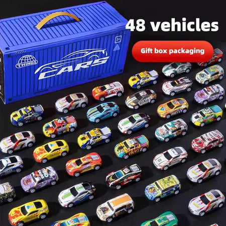 48 peças conjuntos de carros de liga metálica, modelos de carros de brinquedo, carros de corrida de carros de lata, modelos de carros clássicos, presentes de Natal