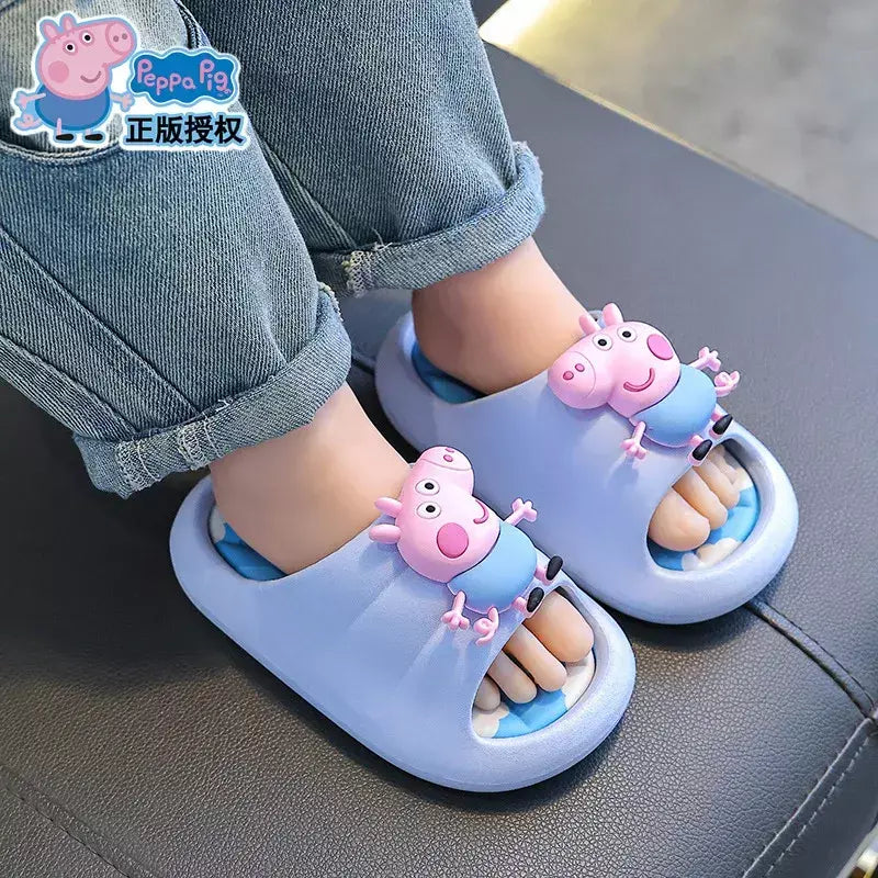 Peppa Pig Sandálias femininas de verão 2025 Novo estilo antiderrapante chinelos de banho internos para crianças em casa