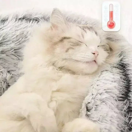 Almofada redonda para gatos, sacos de dormir semi fechados para animais de estimação, pelúcia longa e macia 2 em 1, camas quentes para gatos, conforto simples, ninho de dormir quente para cachorros