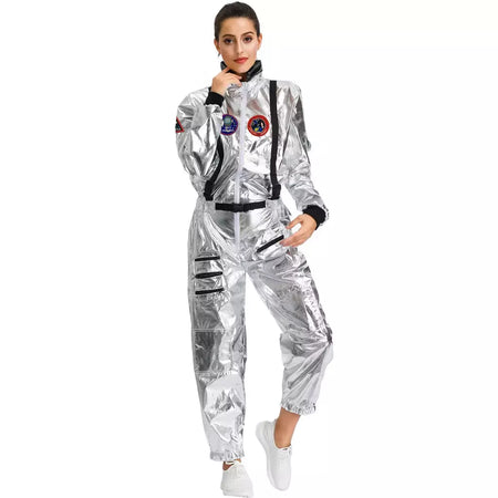 Halloween natal prata spaceman masculino feminino espaço terno adulto crianças astronauta traje festa de família vestir-se presente aniversário