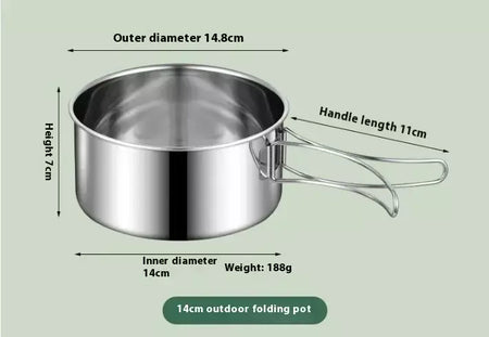 12 pçs conjunto de cozinha de acampamento de aventura panelas e frigideiras de acampamento conjunto de cozinha familiar não-tóxico 304 conjunto de utensílios de cozinha de aço inoxidável dobrável