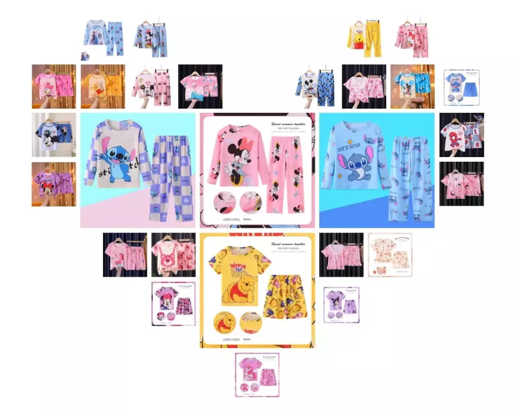Crianças Minnie Elsa Duck Pijamas dos desenhos animados, roupas infantis para casa, conjuntos para meninos e meninas, terno de viagem, casual, novo, 2 peças por conjunto