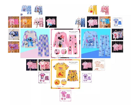 Crianças Minnie Elsa Duck Pijamas dos desenhos animados, roupas infantis para casa, conjuntos para meninos e meninas, terno de viagem, casual, novo, 2 peças por conjunto