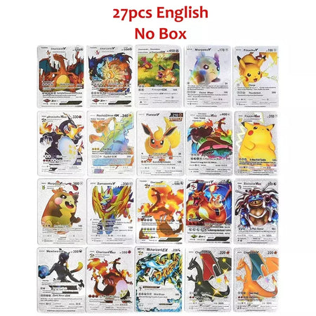 Cartão de folha de ouro colorido pokemon charizard pikachu arceus prata preto arco-íris inglês francês alemão espanhol vstar gx vmax cartões
