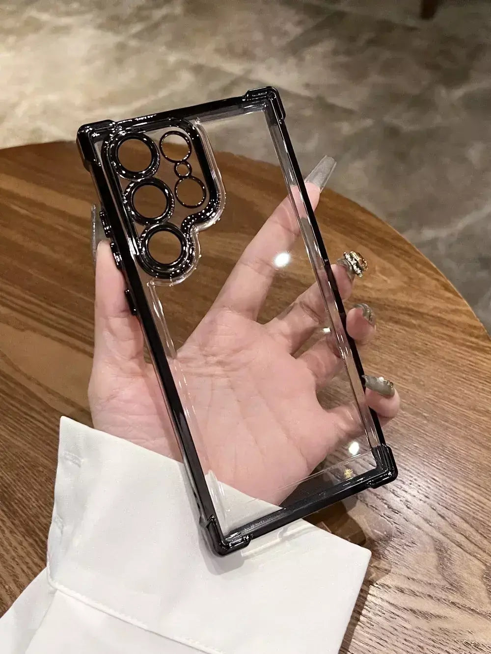 Chapeamento armadura transparente caso para samsung s25 ultra s24fe s23 fe s22 plus a54 a53 a55 a34 a35 a25 5g capa acrílica à prova de choque