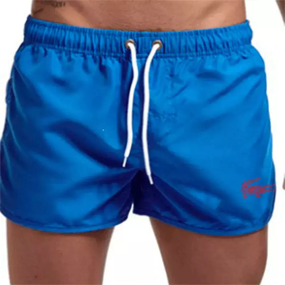 Calção de banho com cordão masculino, roupa de banho, shorts de banho, shorts respiráveis, surfe de verão, calções de praia, calças esportivas