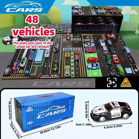 48 peças conjuntos de carros de liga metálica, modelos de carros de brinquedo, carros de corrida de carros de lata, modelos de carros clássicos, presentes de Natal