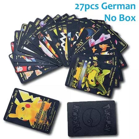 Cartão de folha de ouro colorido pokemon charizard pikachu arceus prata preto arco-íris inglês francês alemão espanhol vstar gx vmax cartões