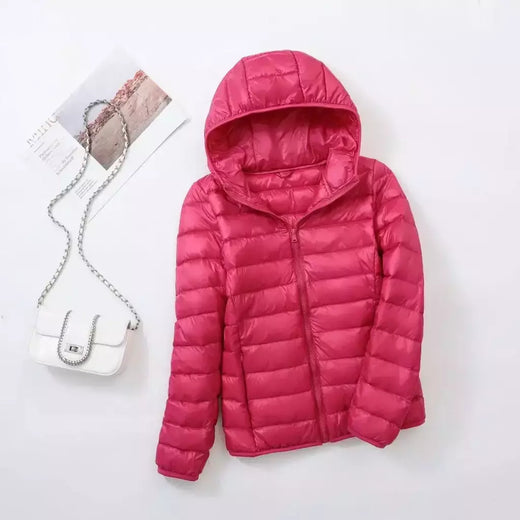 Casaco fino leve com capuz de pato para mulheres, casaco curto fino, streetwear quente, branco, plus size, casacos, outono, inverno, 2023