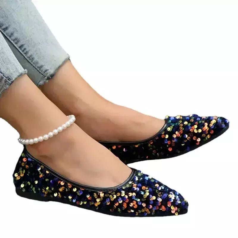 Apontou Toe Bling flats sapatos femininos, sapatos de caminhada casual, sandálias de primavera, marca de moda feminina, novo